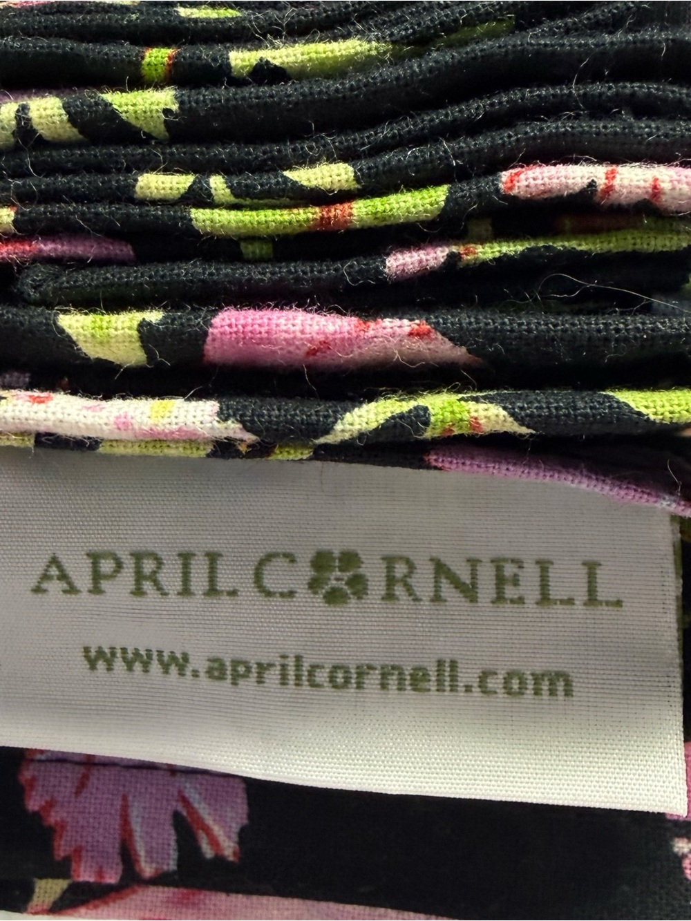 April Cornell Eternal Rose Floral Cotton Napkins Set of 10 Black Pink Cottage - Picture 4 of 5